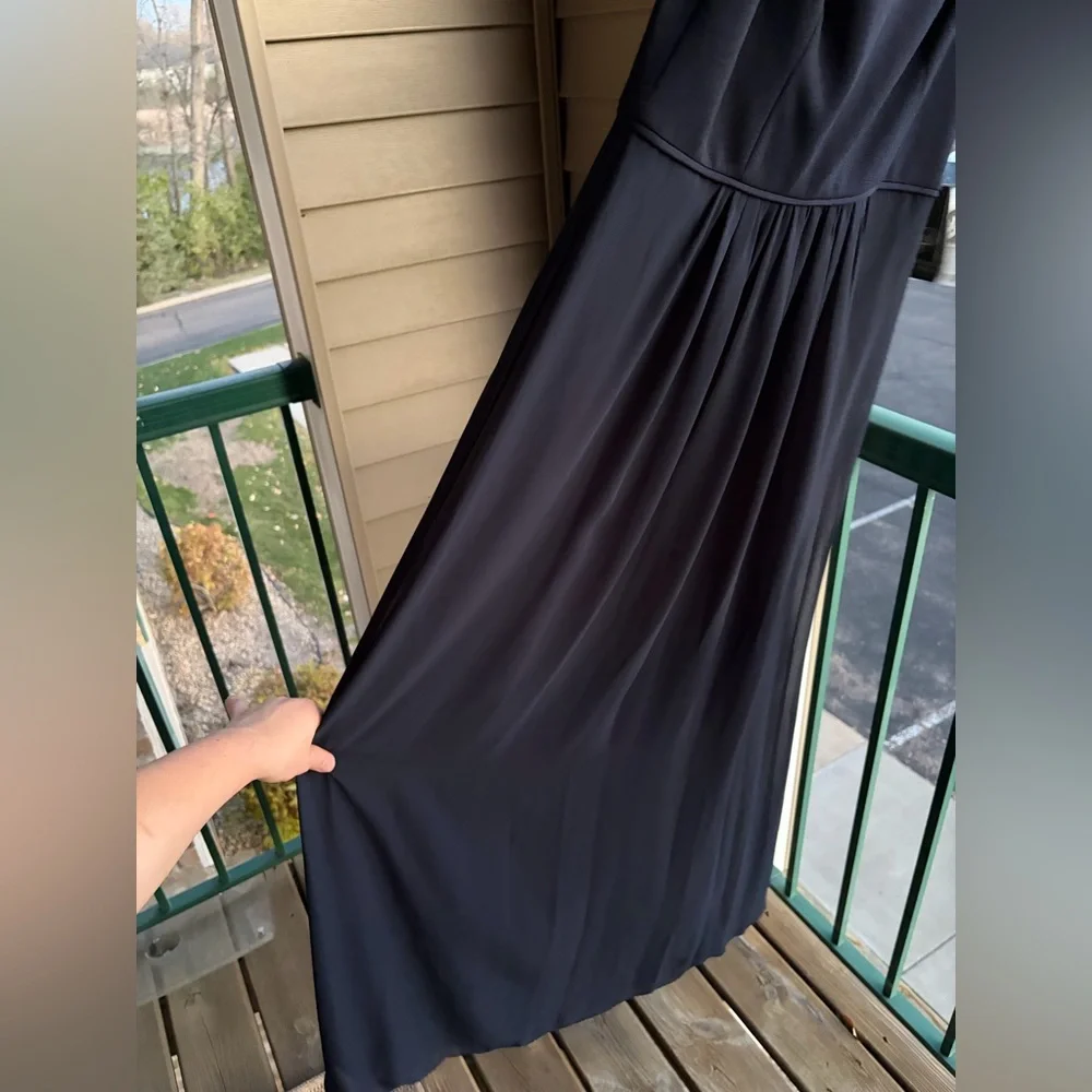 🆕 Adrianna Papell Midnight Crepe Chiffon Gown Elegant Formal Maxi Dress Size 8 - Picture 10 of 16